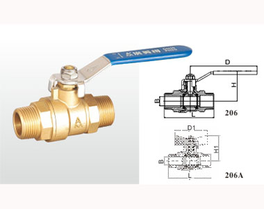 埃美柯黃銅外螺紋球閥206結構圖